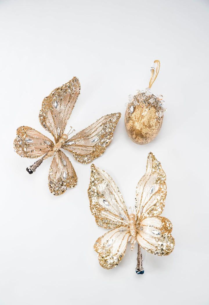Farrisilk jeweled oval ornament - gold - Greenery MarketFW118 - 50