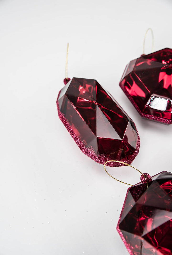 Farrisilk jewels ornaments - 4 assorted - burgundy - Greenery MarketCX958 - 11