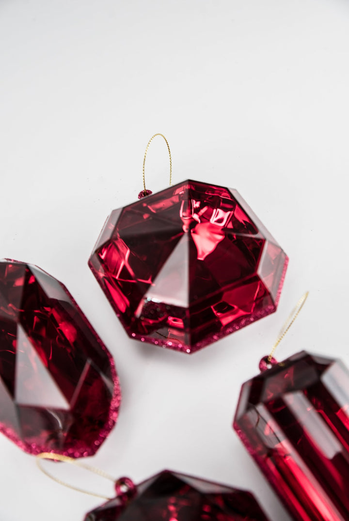 Farrisilk jewels ornaments - 4 assorted - burgundy - Greenery MarketCX958 - 11