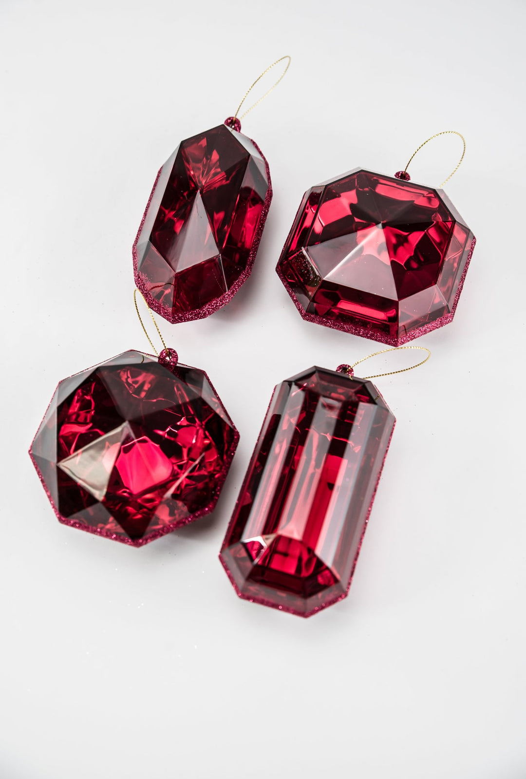 Farrisilk jewels ornaments - 4 assorted - burgundy - Greenery MarketCX958 - 11