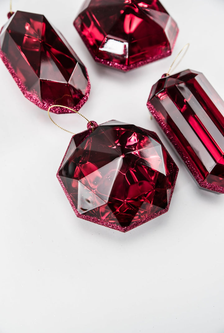 Farrisilk jewels ornaments - 4 assorted - burgundy - Greenery MarketCX958 - 11