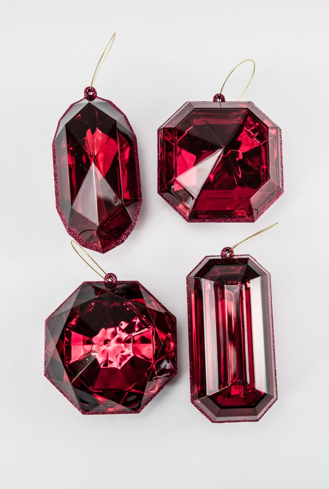 Farrisilk jewels ornaments - 4 assorted - burgundy - Greenery MarketCX958 - 11