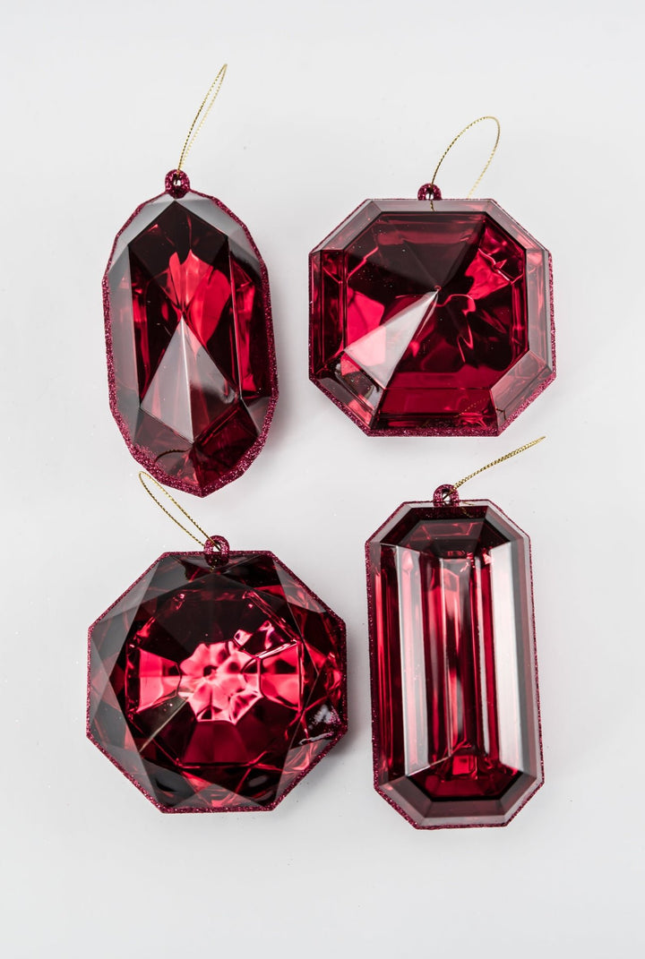 Farrisilk jewels ornaments - 4 assorted - burgundy - Greenery MarketCX958 - 11