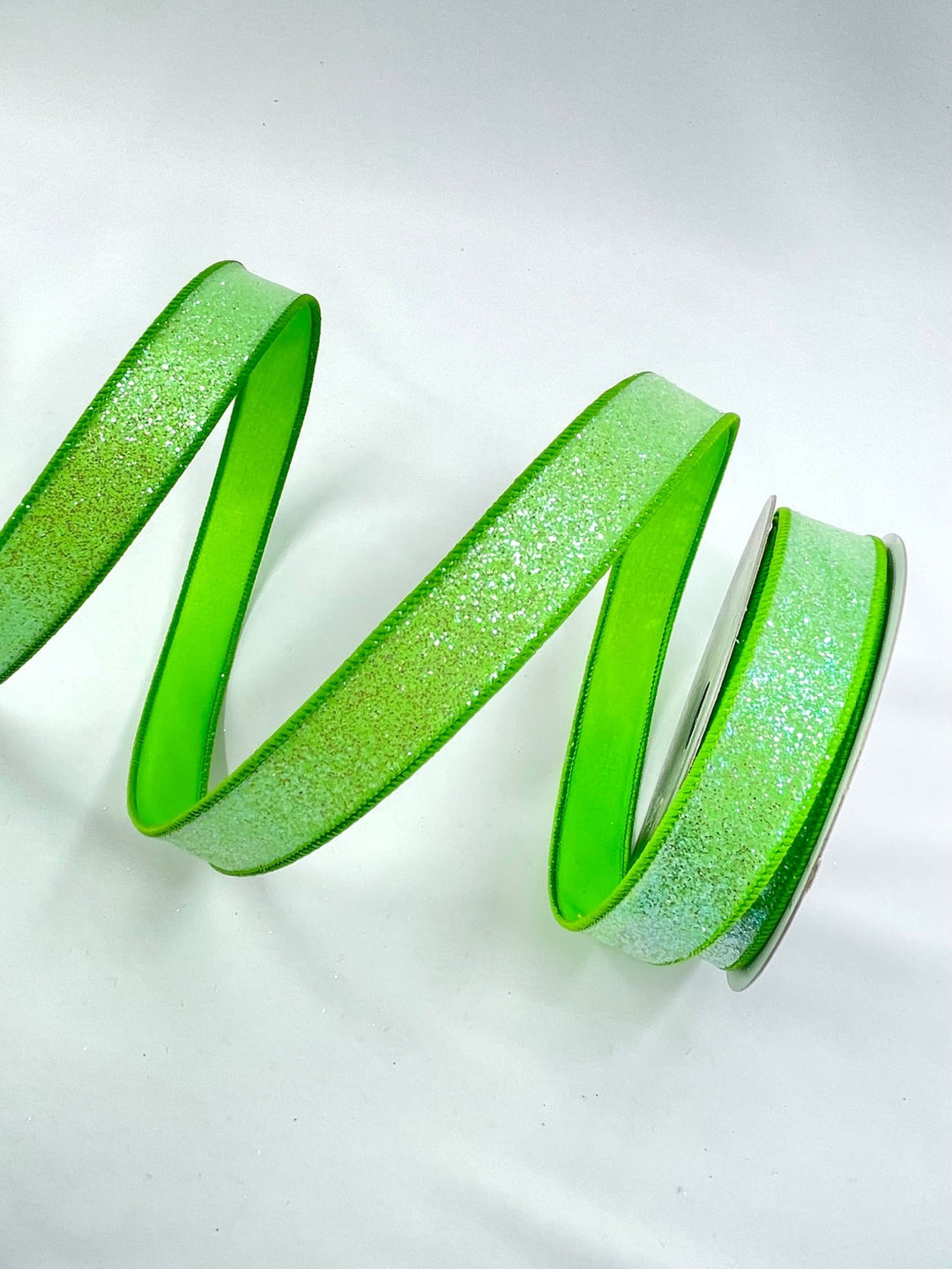 Farrisilk, lime green sugar frost 1” wired ribbon - Greenery MarketRibbons & TrimRS127 - 61