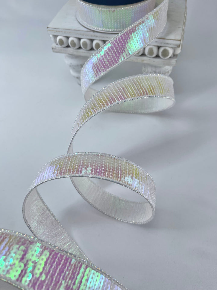 Farrisilk pastel glitz iridescent ribbon - 1” - Greenery Marketwired ribbonRK576 - 44