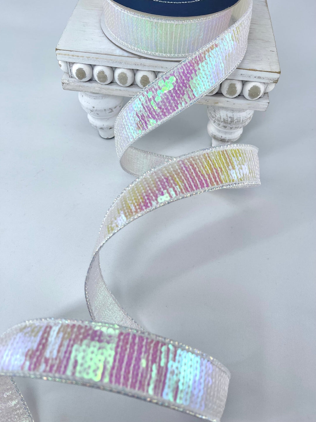 Farrisilk pastel glitz iridescent ribbon - 1” - Greenery Marketwired ribbonRK576 - 44