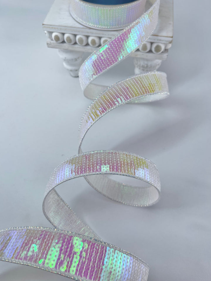Farrisilk pastel glitz iridescent ribbon - 1” - Greenery Marketwired ribbonRK576 - 44