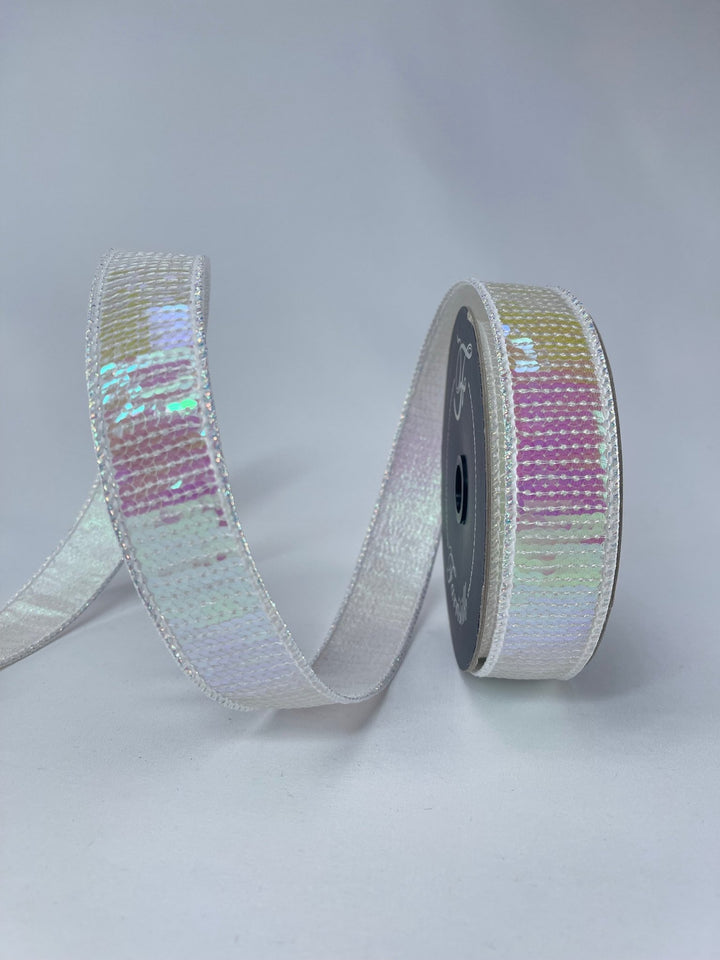 Farrisilk pastel glitz iridescent ribbon - 1” - Greenery Marketwired ribbonRK576 - 44