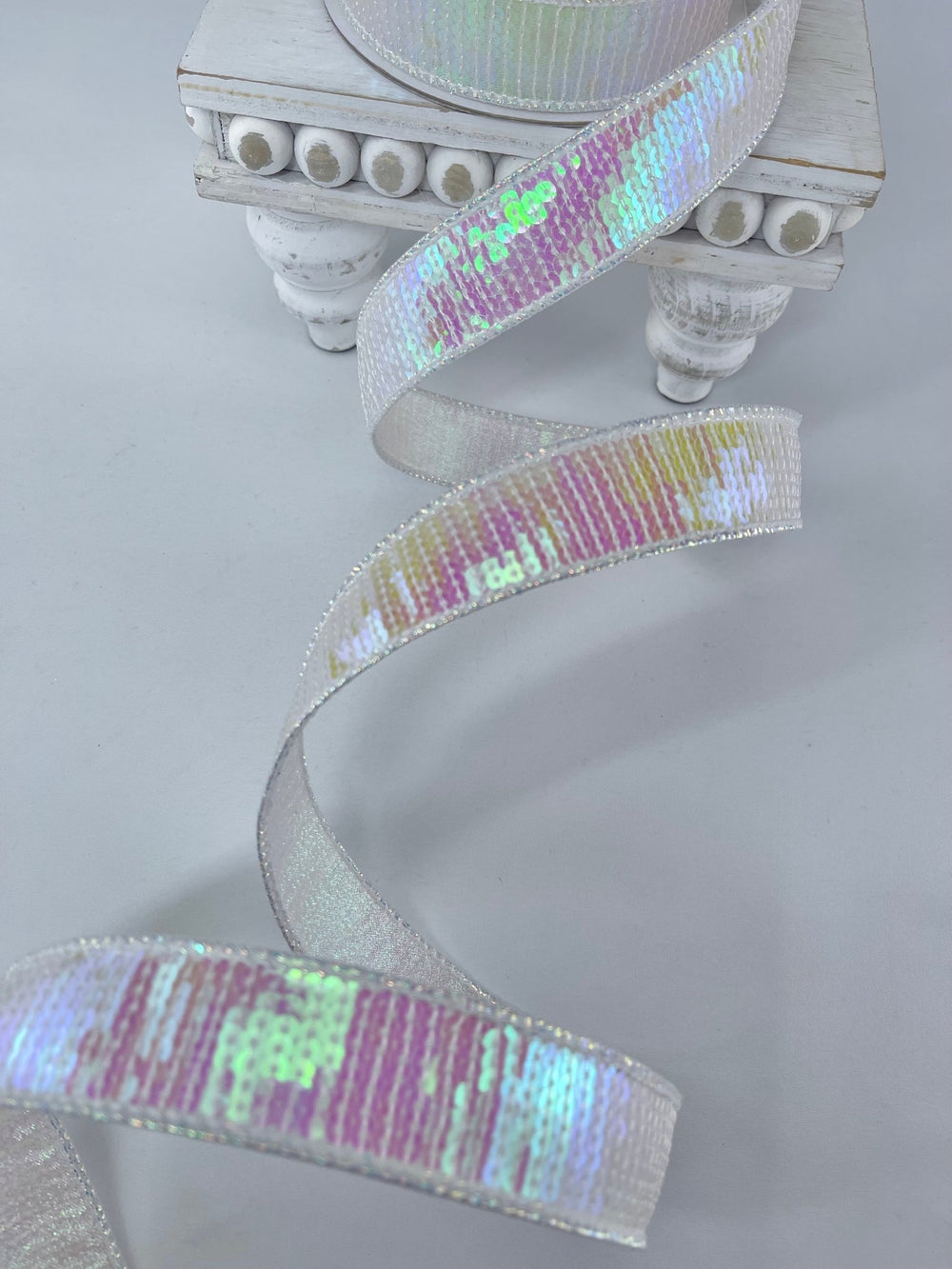 Farrisilk pastel glitz iridescent ribbon - 1” - Greenery Marketwired ribbonRK576 - 44