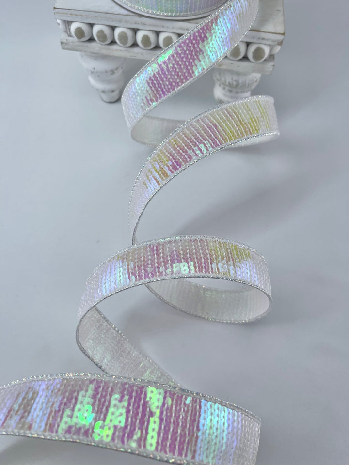 Farrisilk pastel glitz iridescent ribbon - 1” - Greenery Marketwired ribbonRK576 - 44