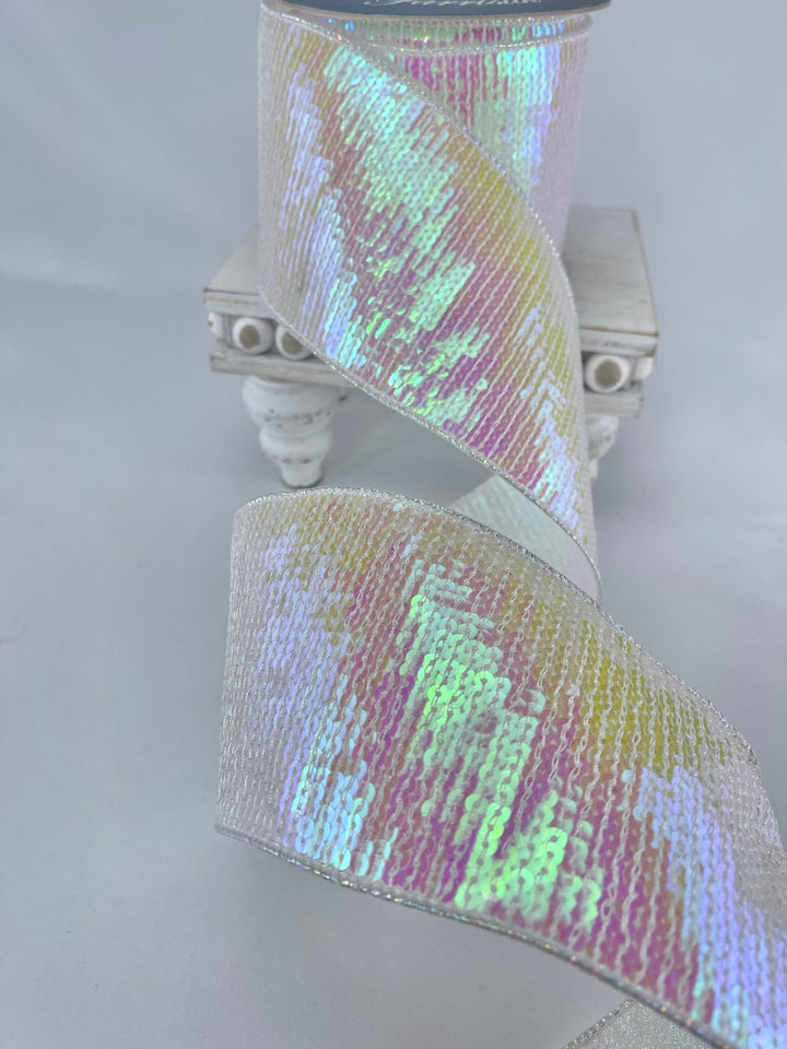 Farrisilk pastel glitz iridescent ribbon - 4” - Greenery Marketwired ribbonRK578 - 44