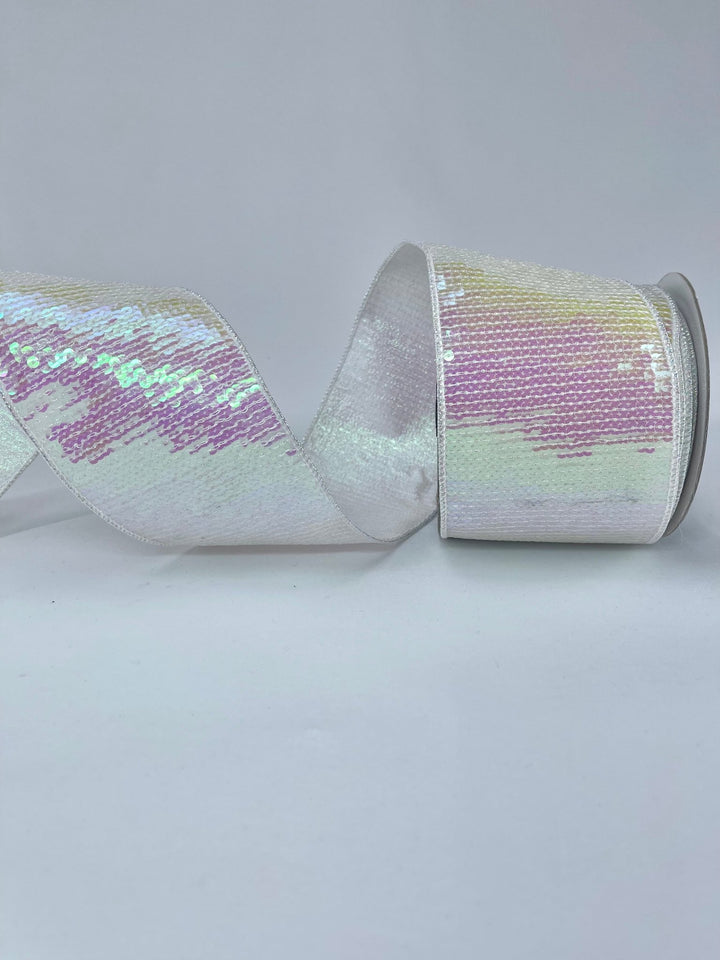Farrisilk pastel glitz iridescent ribbon - 4” - Greenery Marketwired ribbonRK578 - 44