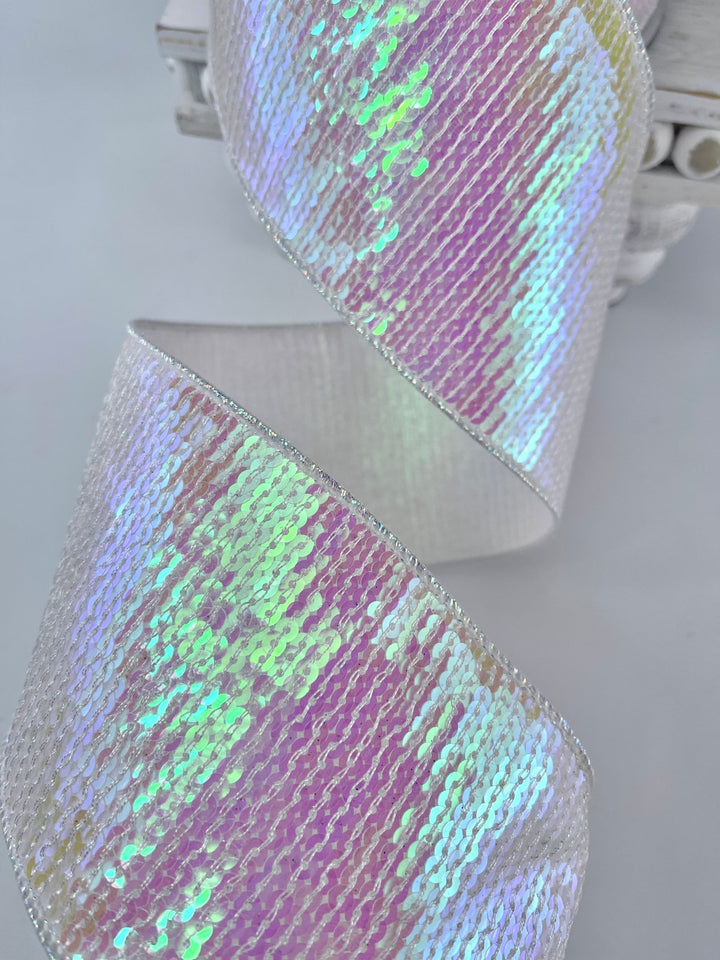 Farrisilk pastel glitz iridescent ribbon - 4” - Greenery Marketwired ribbonRK578 - 44