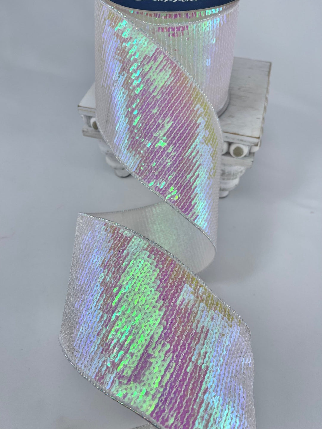 Farrisilk pastel glitz iridescent ribbon - 4” - Greenery Marketwired ribbonRK578 - 44