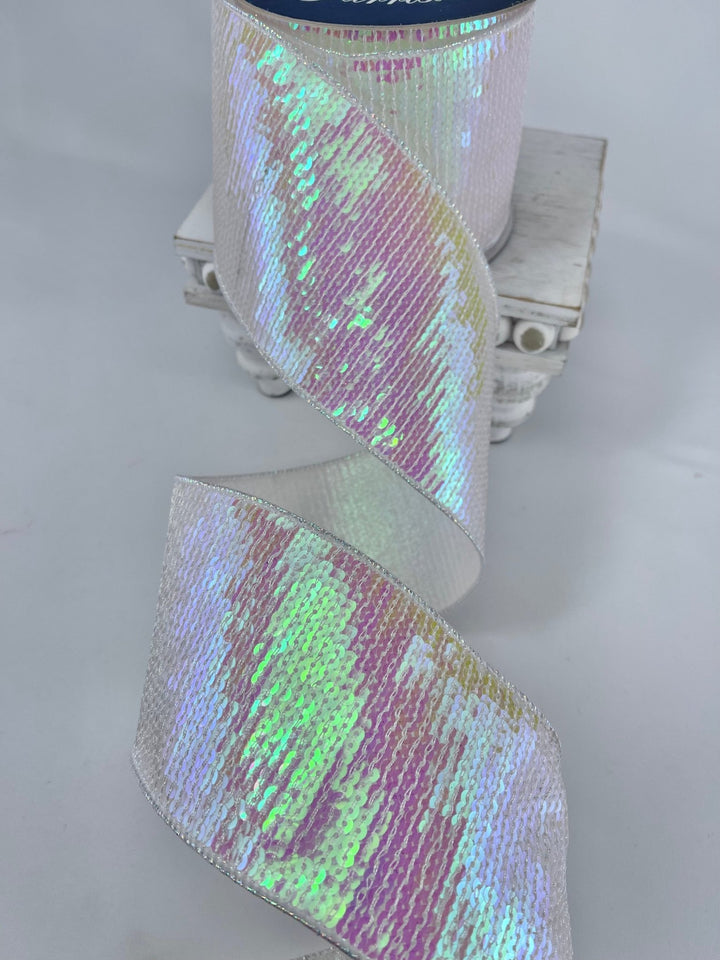 Farrisilk pastel glitz iridescent ribbon - 4” - Greenery Marketwired ribbonRK578 - 44