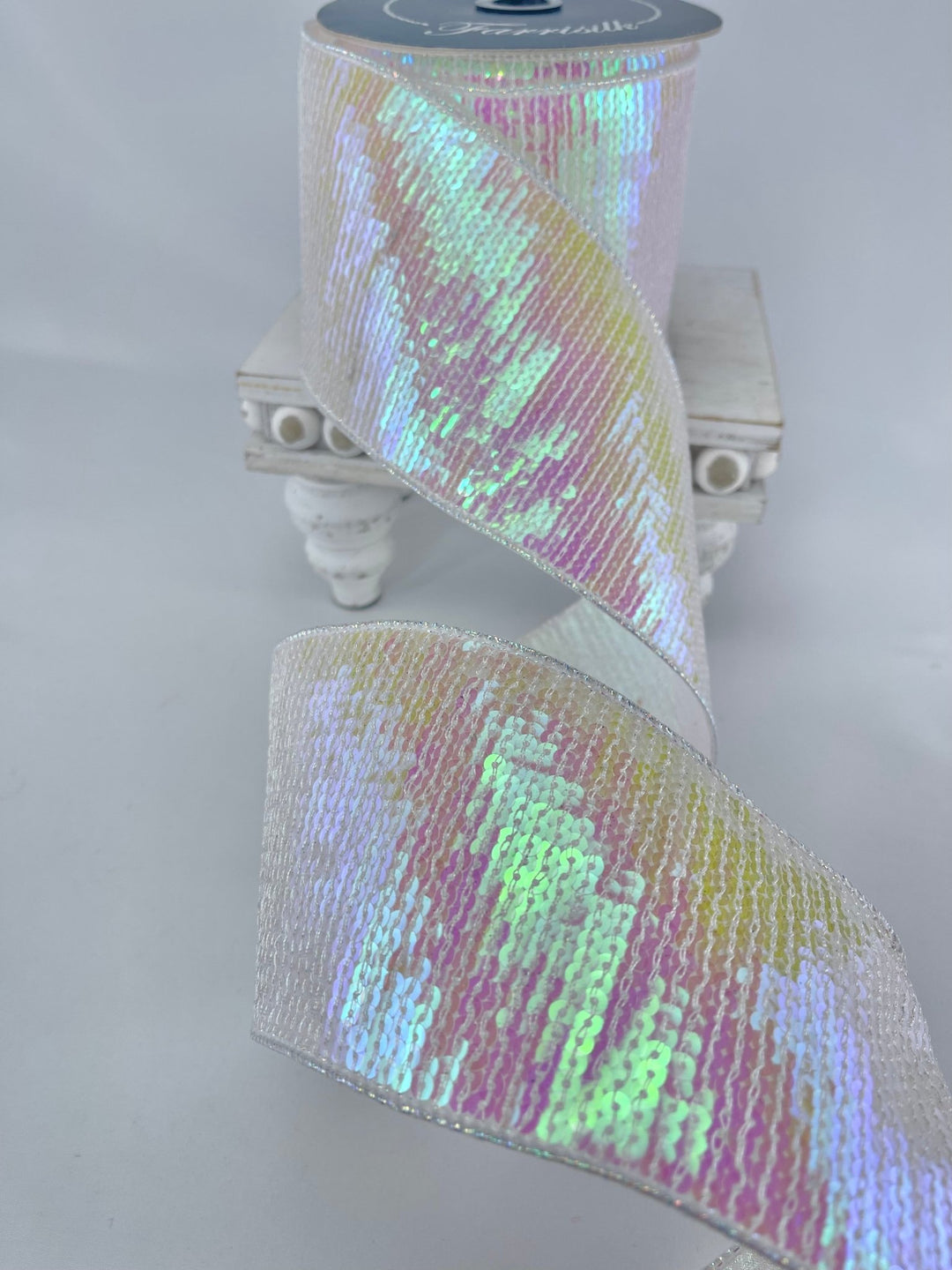 Farrisilk pastel glitz iridescent ribbon - 4” - Greenery Marketwired ribbonRK578 - 44
