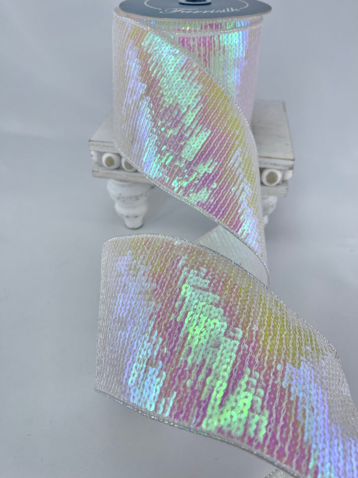 Farrisilk pastel glitz iridescent ribbon - 4” - Greenery Marketwired ribbonRK578 - 44