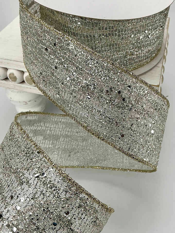 Farrisilk platinum reflections 2.5” wired ribbon - Greenery MarketRibbons & TrimRA271 - 51