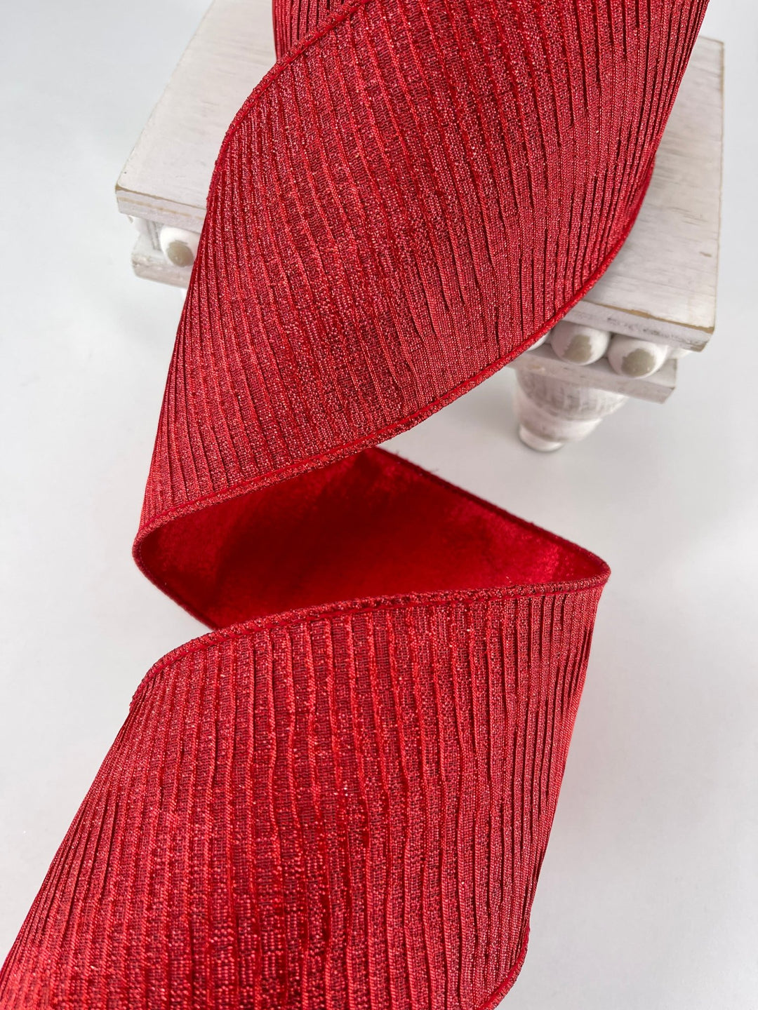 Farrisilk pleated metallic red 4” wired ribbon - Greenery MarketRibbons & TrimRG824 - 02