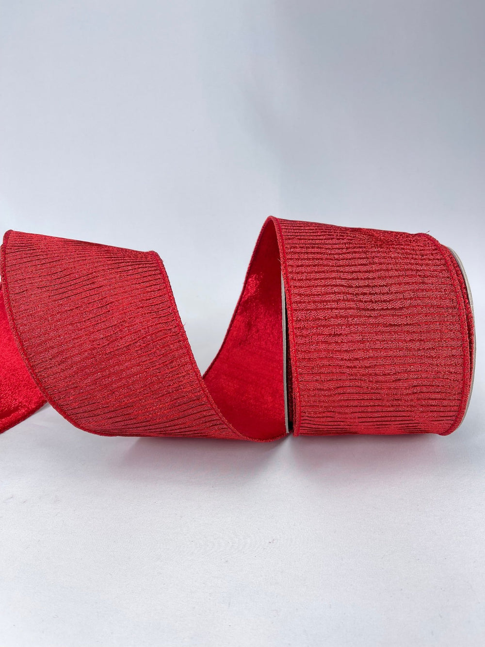 Farrisilk pleated metallic red 4” wired ribbon - Greenery MarketRibbons & TrimRG824 - 02