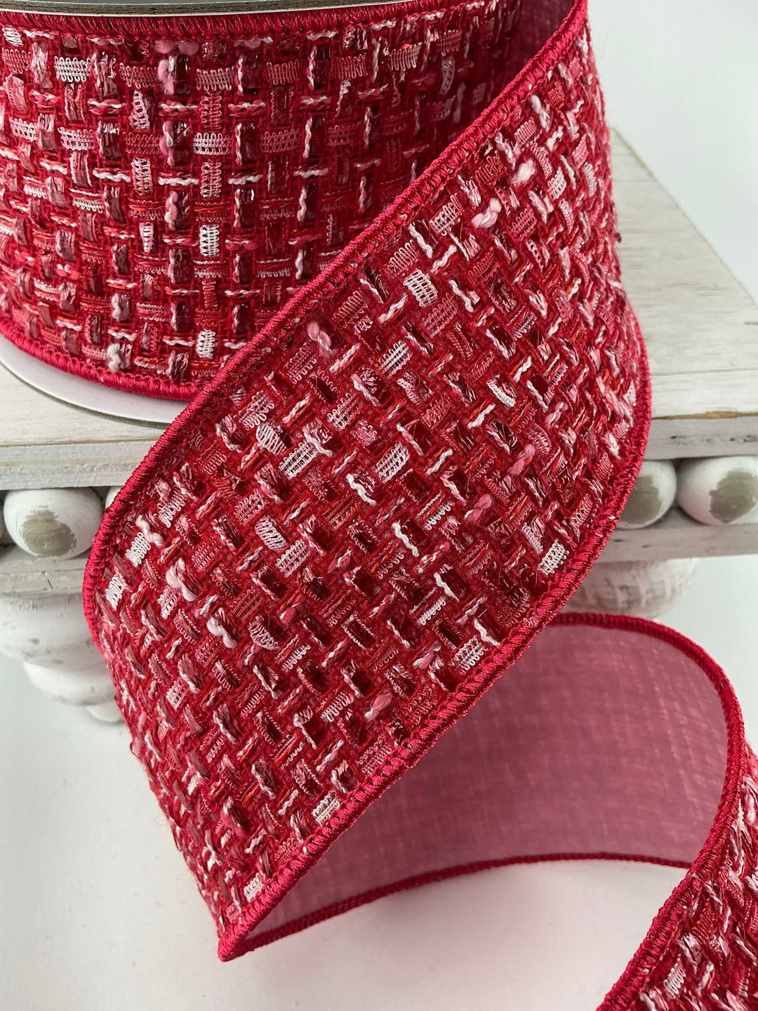 Farrisilk, red tweed wired ribbon 2.5” - Greenery MarketRibbons & TrimRC158 - 02