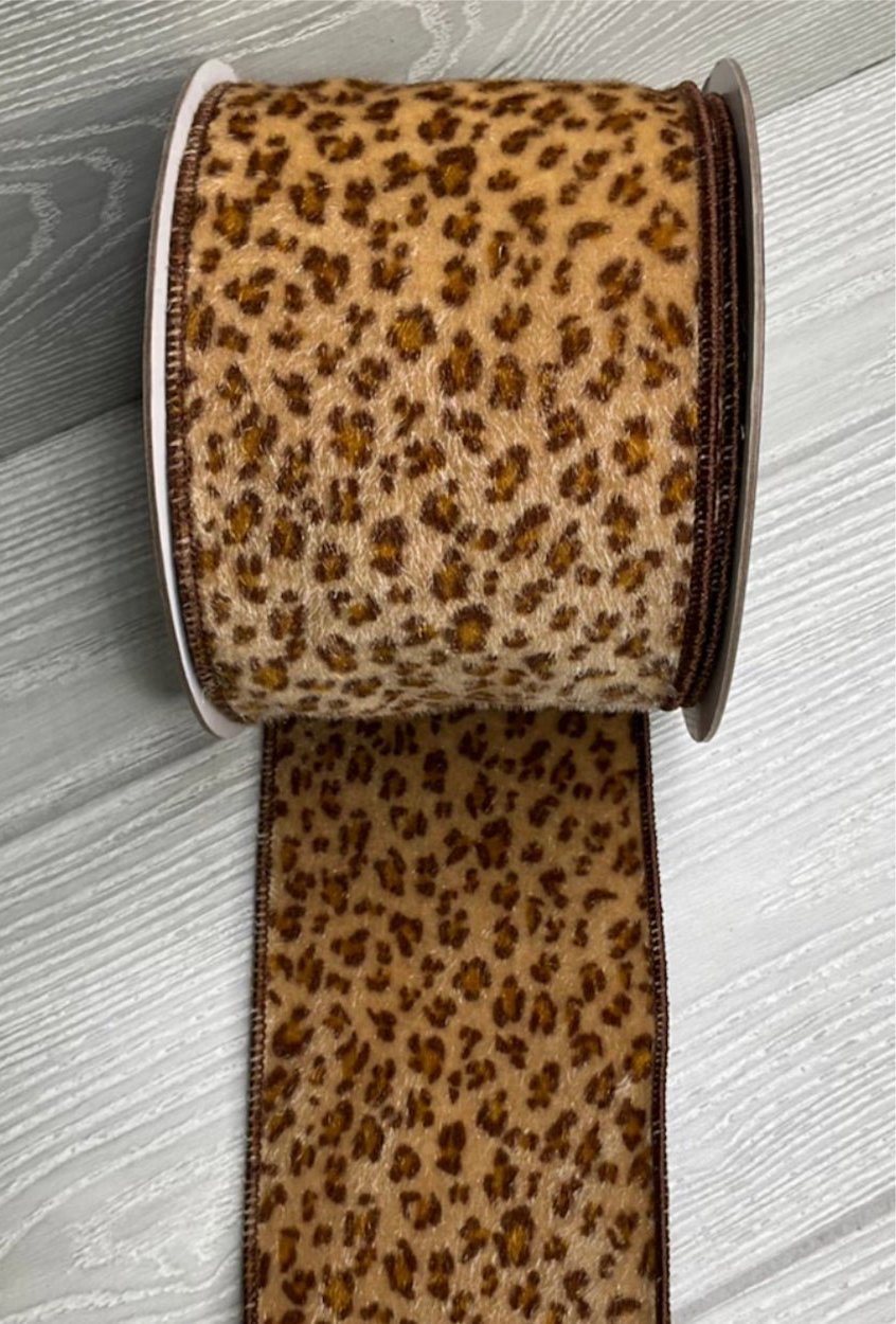 Faux hair cheetah wired ribbon 4” - Greenery MarketRibbons & Trim138122