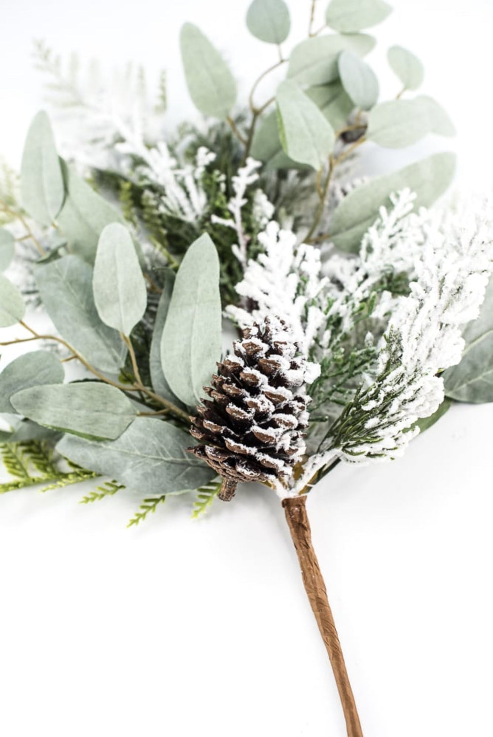 Flocked mixed greenery with cones spray - Greenery Market204445