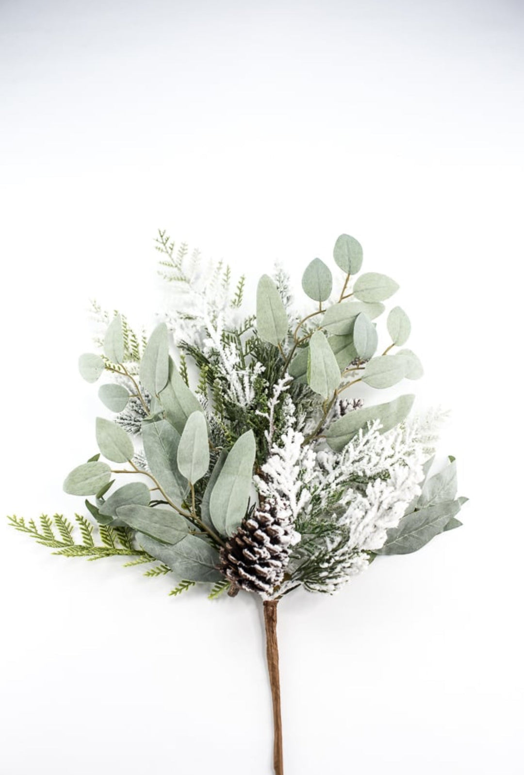 Flocked mixed greenery with cones spray - Greenery Market204445