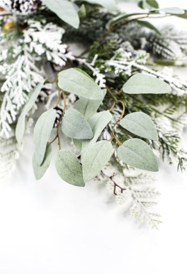Flocked mixed greenery with cones spray - Greenery Market204445