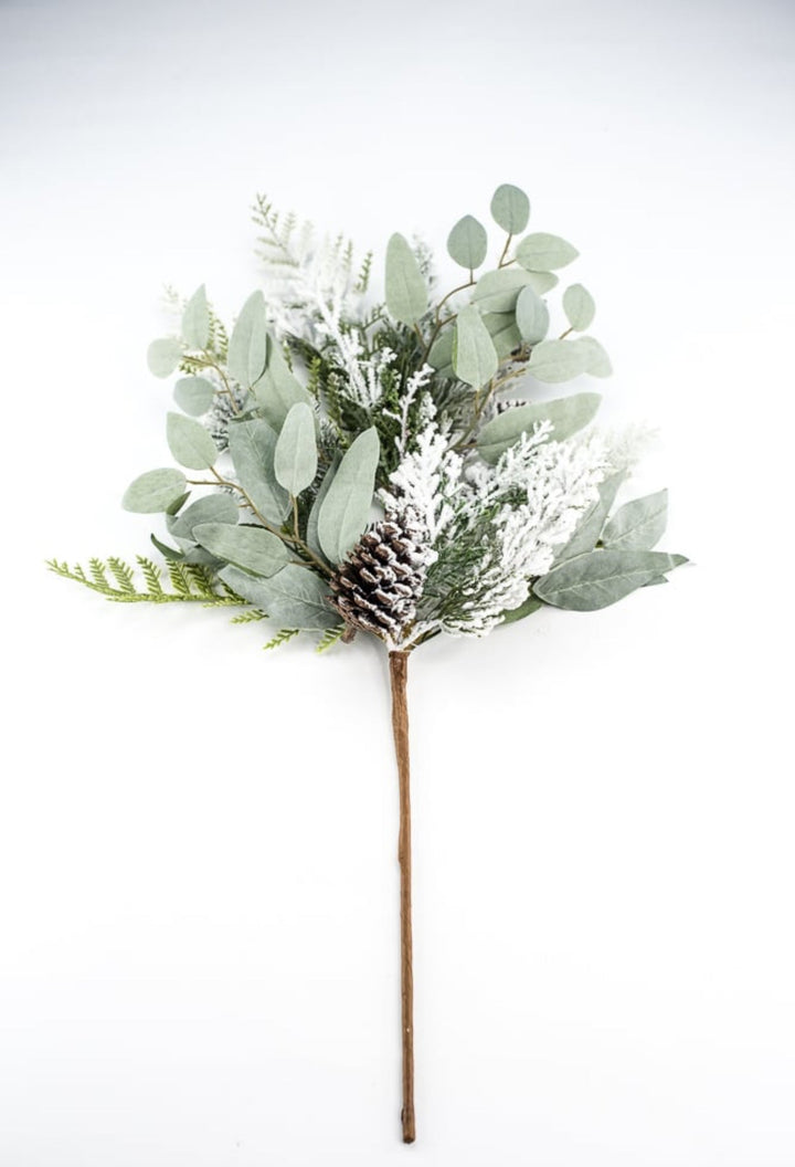 Flocked mixed greenery with cones spray - Greenery Market204445