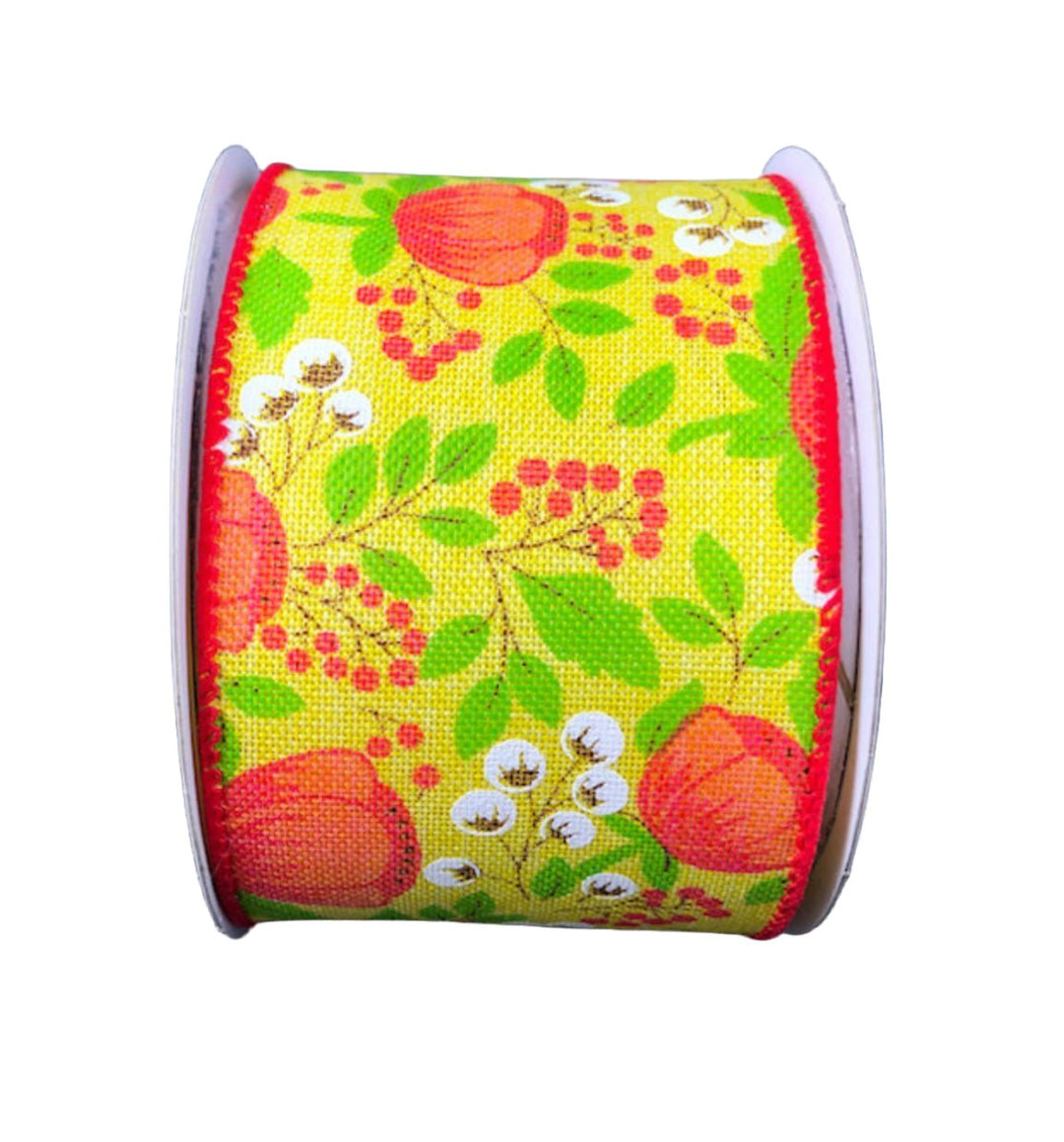 Floral brights wired ribbon, 2.5" - Greenery Marketwired ribbon41256-40-24