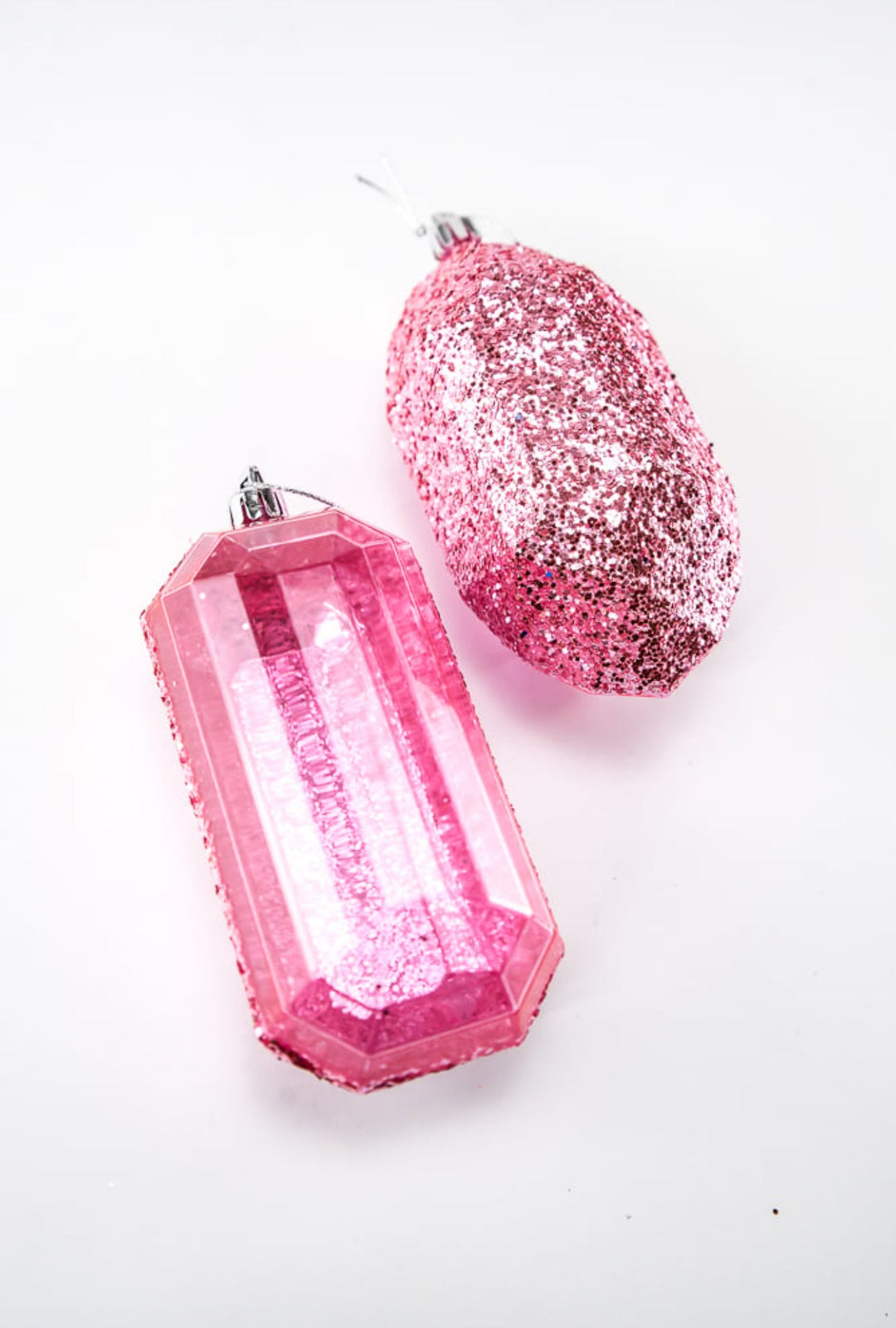 Gems glitter ornaments - 2 assorted pink - Greenery MarketXJ552222