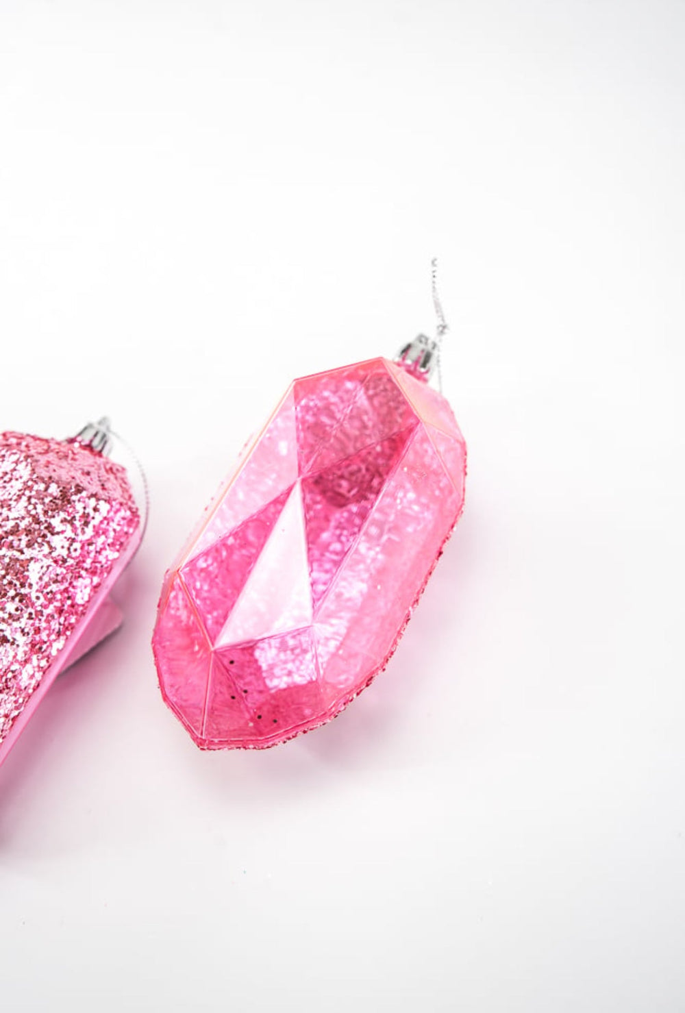 Gems glitter ornaments - 2 assorted pink - Greenery MarketXJ552222