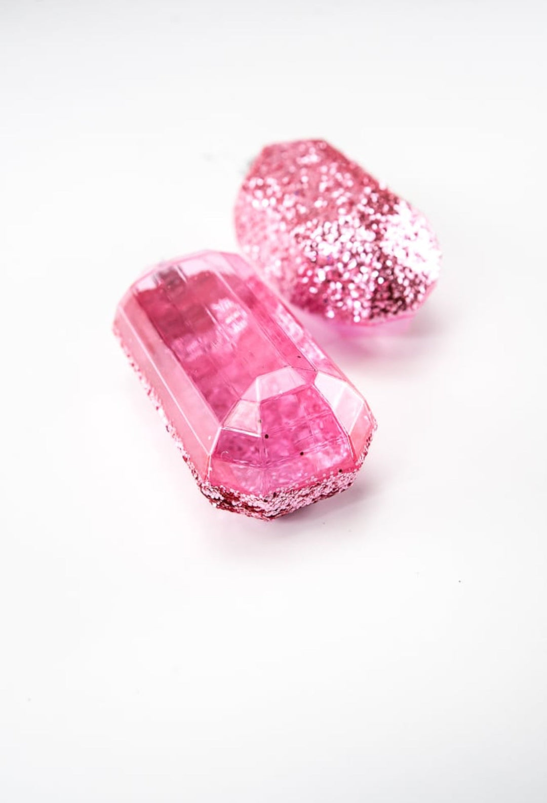 Gems glitter ornaments - 2 assorted pink - Greenery MarketXJ552222