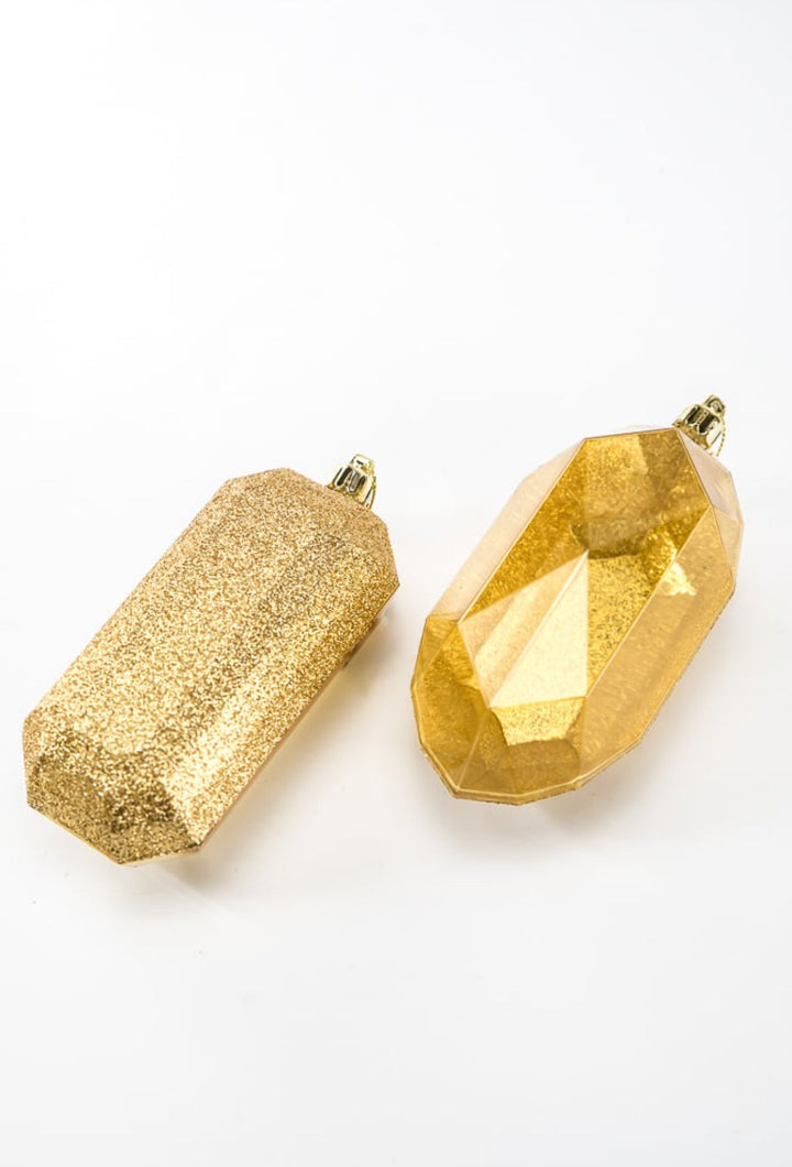 Gems ornaments - 2 assorted glitter gold - Greenery MarketXJ563308