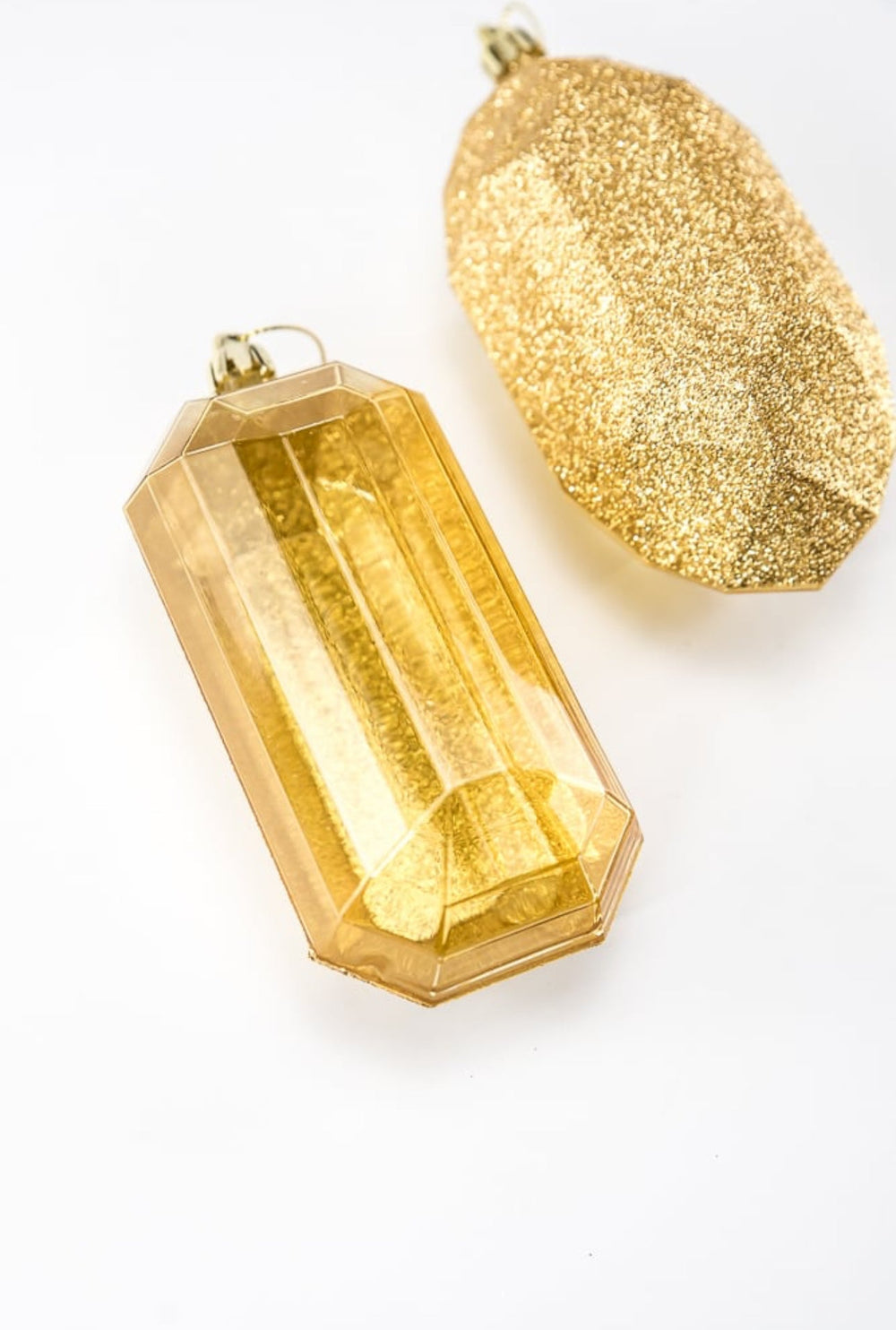 Gems ornaments - 2 assorted glitter gold - Greenery MarketXJ563308