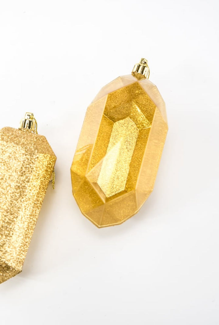 Gems ornaments - 2 assorted glitter gold - Greenery MarketXJ563308