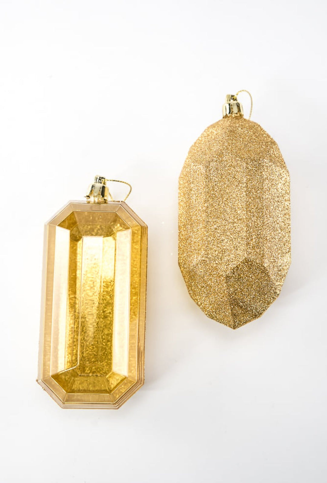 Gems ornaments - 2 assorted glitter gold - Greenery MarketXJ563308