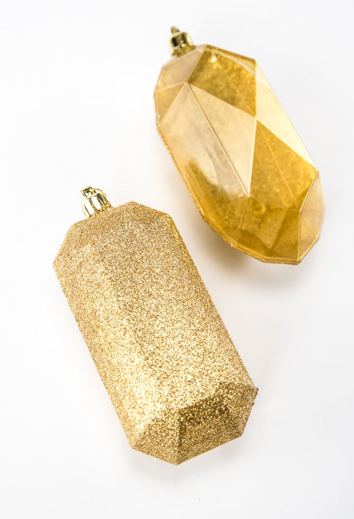 Gems ornaments - 2 assorted glitter gold - Greenery MarketXJ563308
