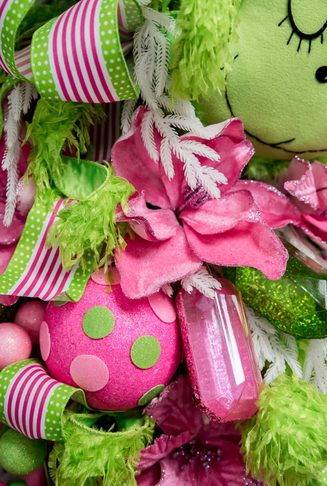 Gems ornaments - 2 assorted glitter lime green - Greenery MarketXJ563369