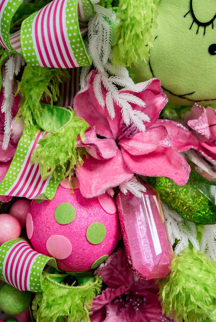 Gems ornaments - 2 assorted glitter lime green - Greenery MarketXJ563369