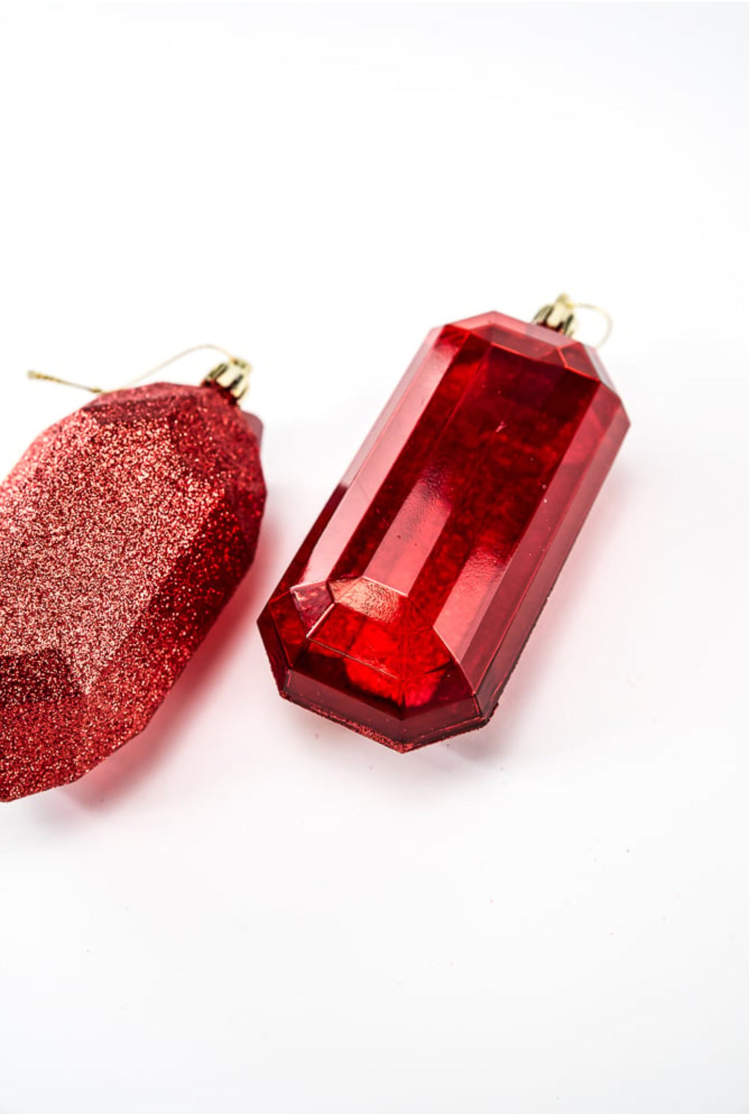 Gems ornaments - 2 assorted glitter red - Greenery MarketXJ563324