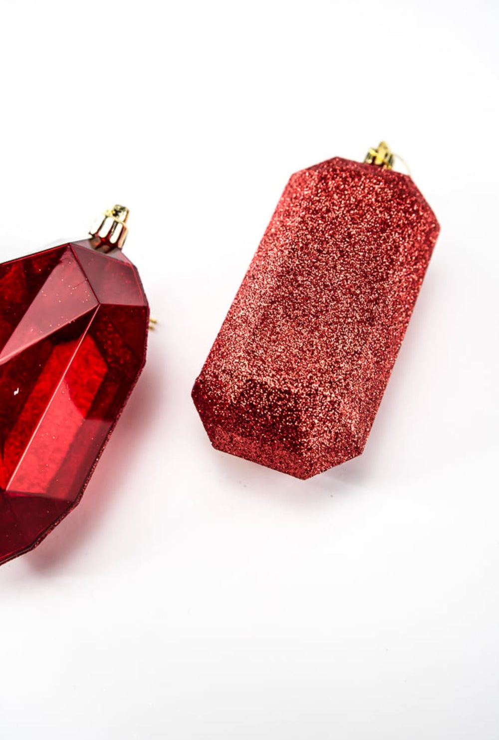 Gems ornaments - 2 assorted glitter red - Greenery MarketXJ563324