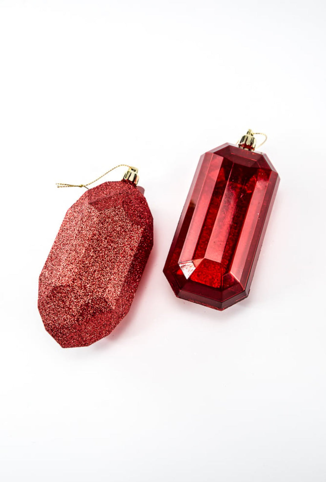 Gems ornaments - 2 assorted glitter red - Greenery MarketXJ563324