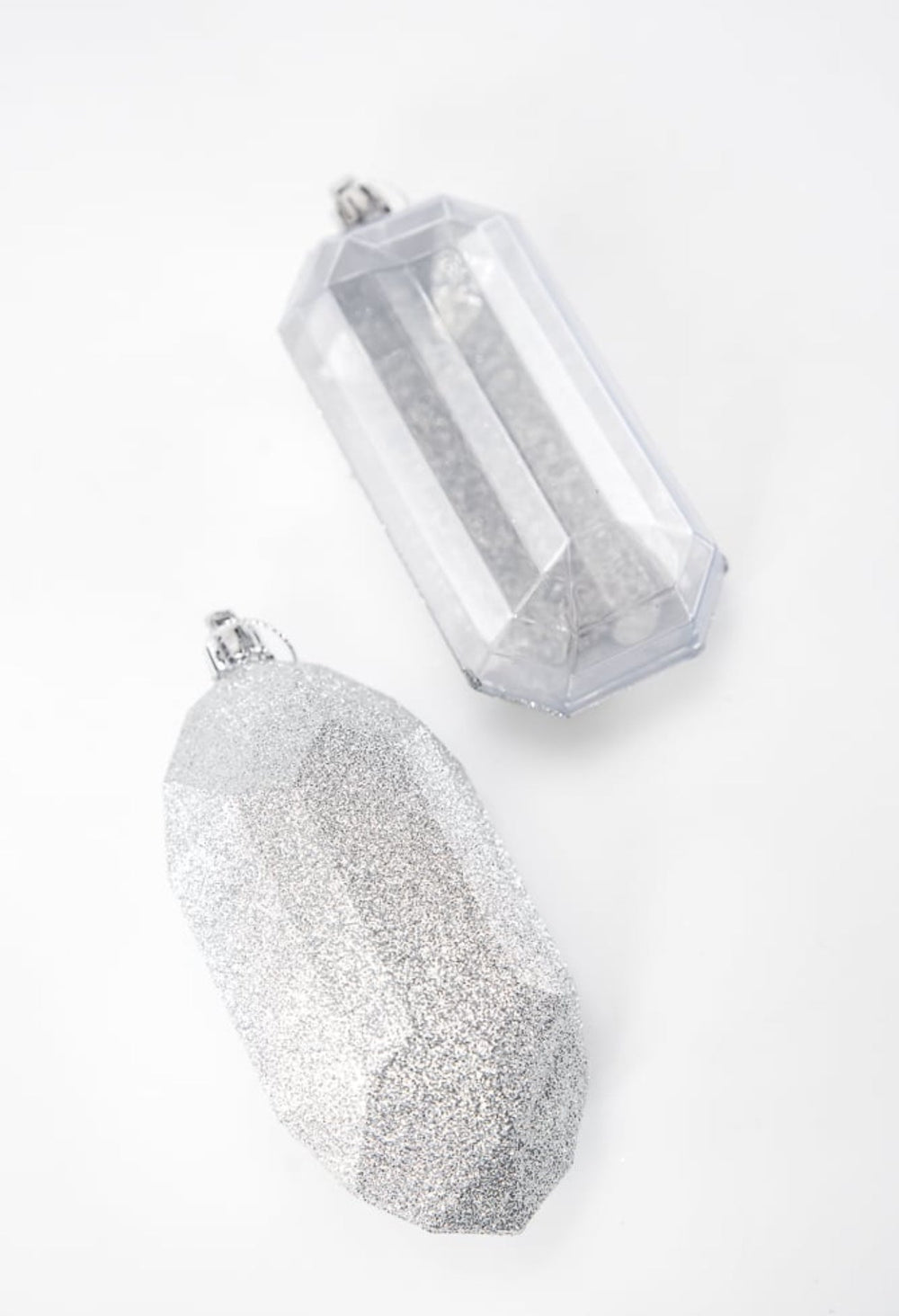 Gems ornaments - 2 assorted glitter silver - Greenery MarketXJ563326