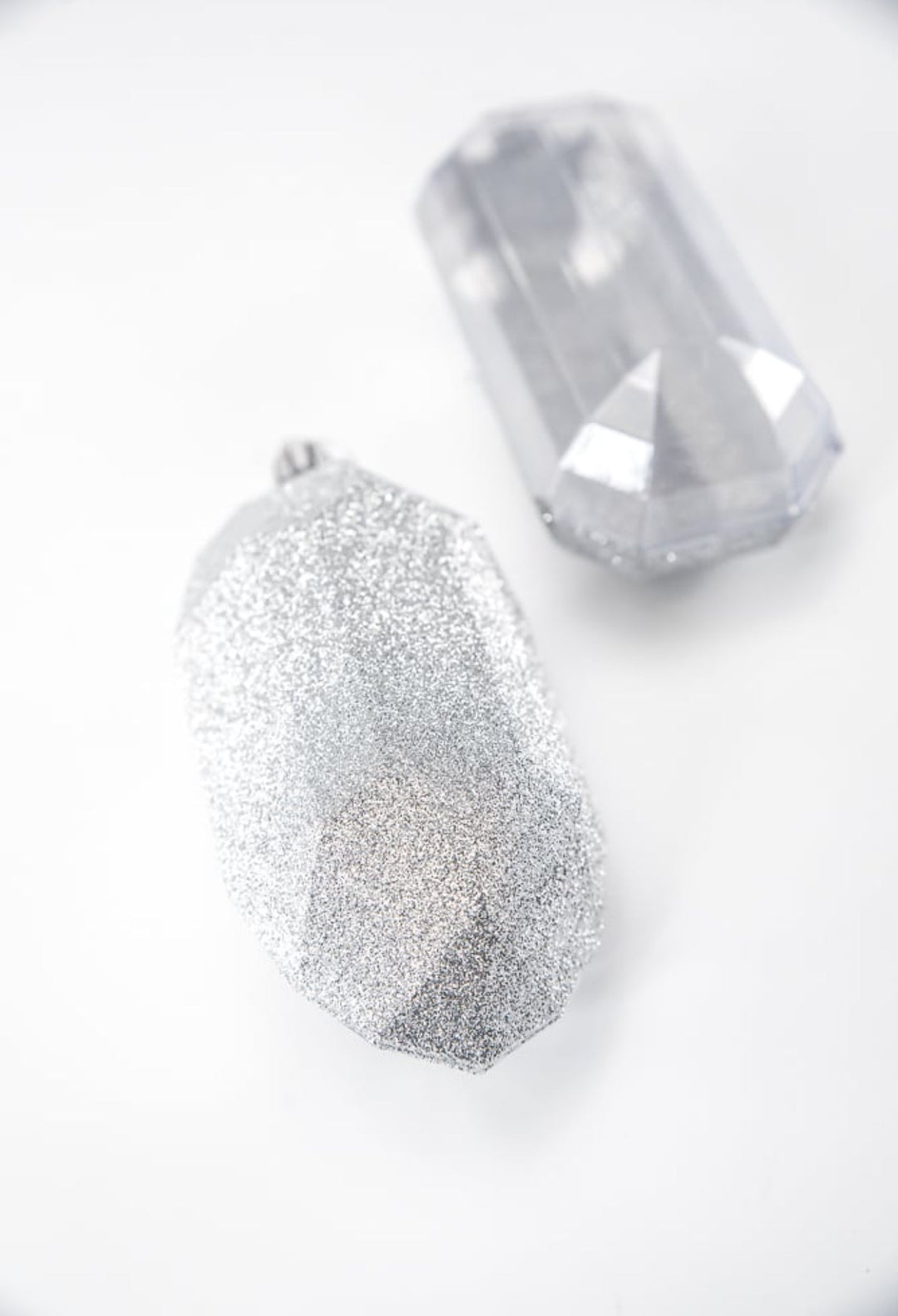 Gems ornaments - 2 assorted glitter silver - Greenery MarketXJ563326