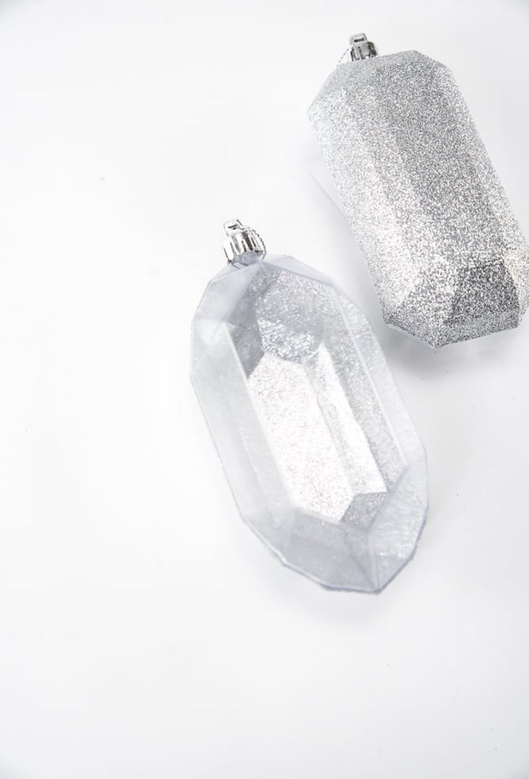 Gems ornaments - 2 assorted glitter silver - Greenery MarketXJ563326