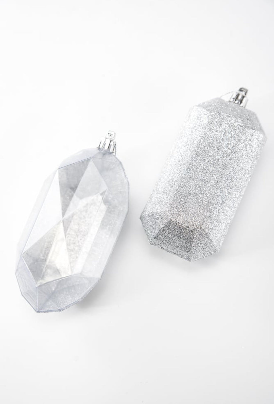 Gems ornaments - 2 assorted glitter silver - Greenery MarketXJ563326