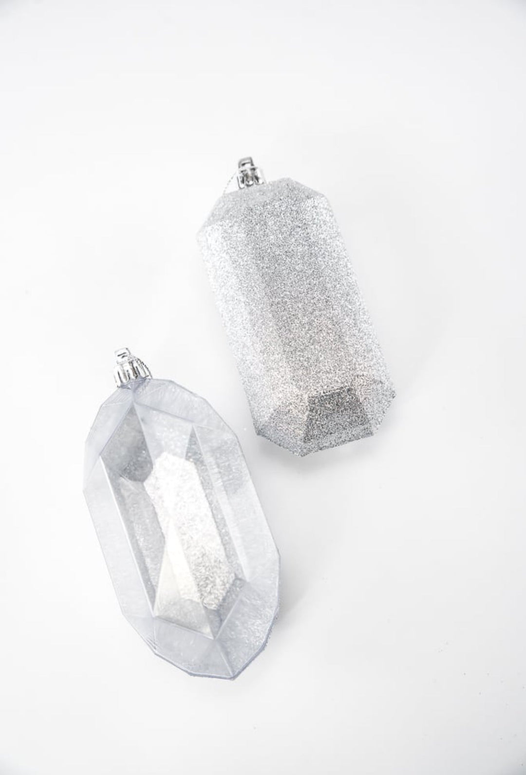 Gems ornaments - 2 assorted glitter silver - Greenery MarketXJ563326
