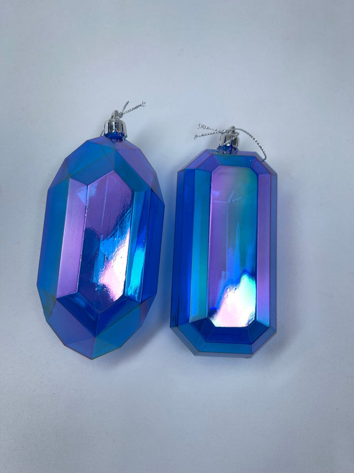 Gems ornaments - 2 assorted iridescent blue - Greenery MarketXJ552125
